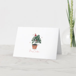 Cartão De Festividades Água Tropical Monstera Feliz Natal