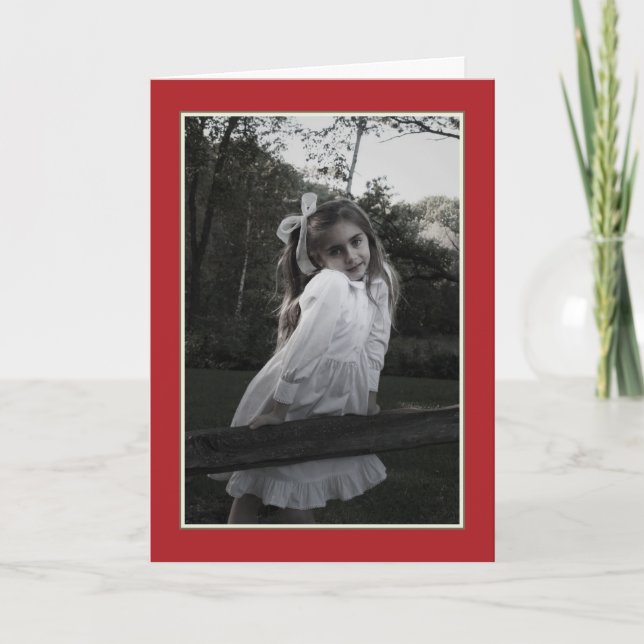 Cartão De Festividades Aguarela Frutas de Azevinho Um Foto Natal (Frente)