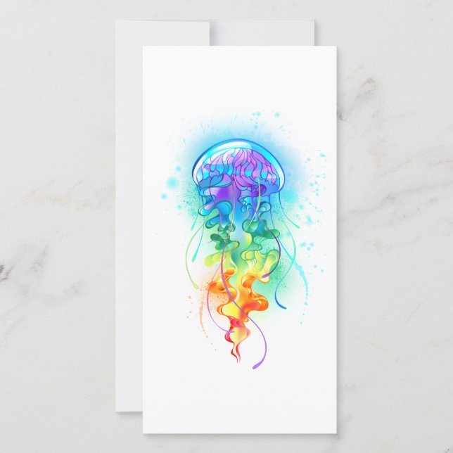 Cartão De Festividades Águas-vivas do arco-íris (Frente)