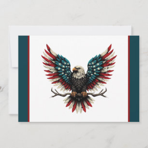 Cartão De Festividades Águia-careca americana/patriótica russa