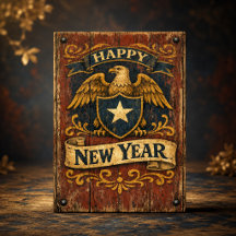 Águia Escudo Ano Novo Rústico Americano