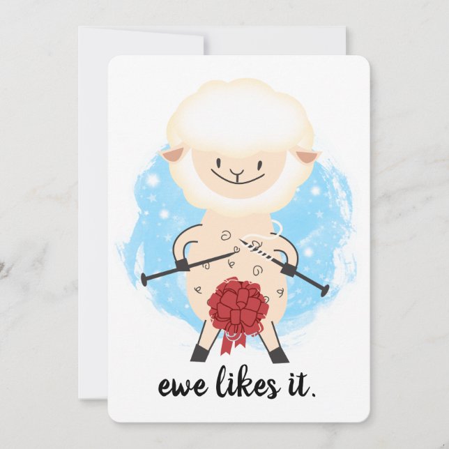 Cartão De Festividades Agulhas de tricô de lã de carneiro (Frente)