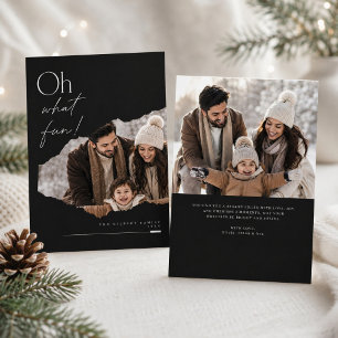 Cartão De Festividades Ah Que Diversão Foto de Família de Natal com Borda