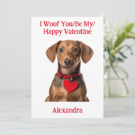 Cartão De Festividades Ai, Seja Meu Namorados Feliz Dachshund Puppy