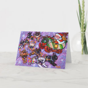 Cartão De Festividades Aí vem Papais noeis Paws!