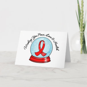 Cartão De Festividades AIDS Ribbon Feliz Natal Snowglobe