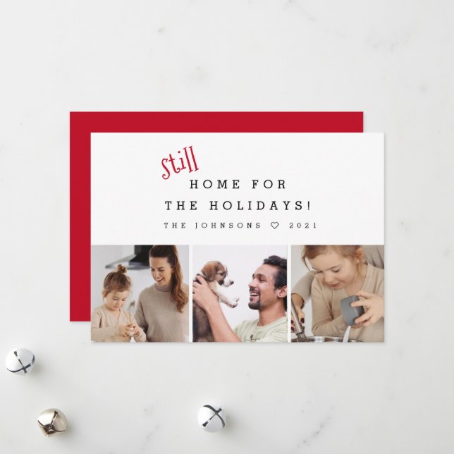 Cartão De Festividades Ainda em casa para as Férias Engraçadas Fotos 2021 (Frente/Verso In Situ)