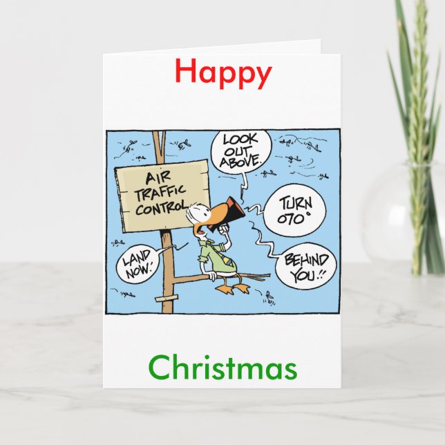 Cartão De Festividades Air Traffic Controller Happy Christmas Card (Frente)