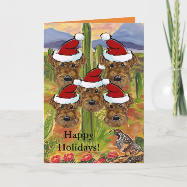 Cartão De Festividades Airedale Santas (Frente)