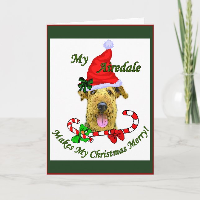 Cartão De Festividades Airedale Terrier Christmas Gifts (Frente)