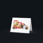 Cartão De Festividades Airedale Terrier Christmas Waiting for Santa<br><div class="desc">This Holiday pup in your favorite breed,  the Airedale Terrier,  is dressed in his Santa Suit PJs holding a Candy Cane and is Waiting for Santa Claus with his trusty Teddy Bear stuffy.</div>