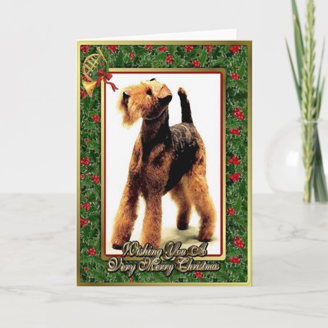 Cartão De Festividades Airedale Terrier Dog Blank Christmas Card (Frente)