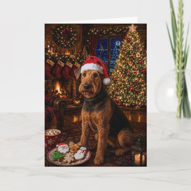 Cartão De Festividades Airedale Terrier  Feriado (Frente)