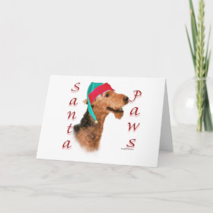Cartão De Festividades Airedale Terrier Papai Noel