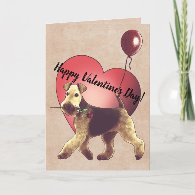 Cartão De Festividades Airedale Terrier Valentine's Day Card (Frente)