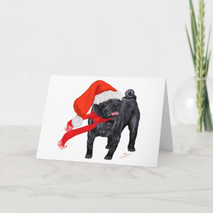 Cartão De Festividades Ajudante do Papai Noel Pug