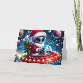 Cartão De Festividades Ajudantes de alienígenas OVNI engraçados no Natal