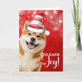 Cartão De Festividades Akita ou Shiba Inu Dog Lança o Natal da Alegria