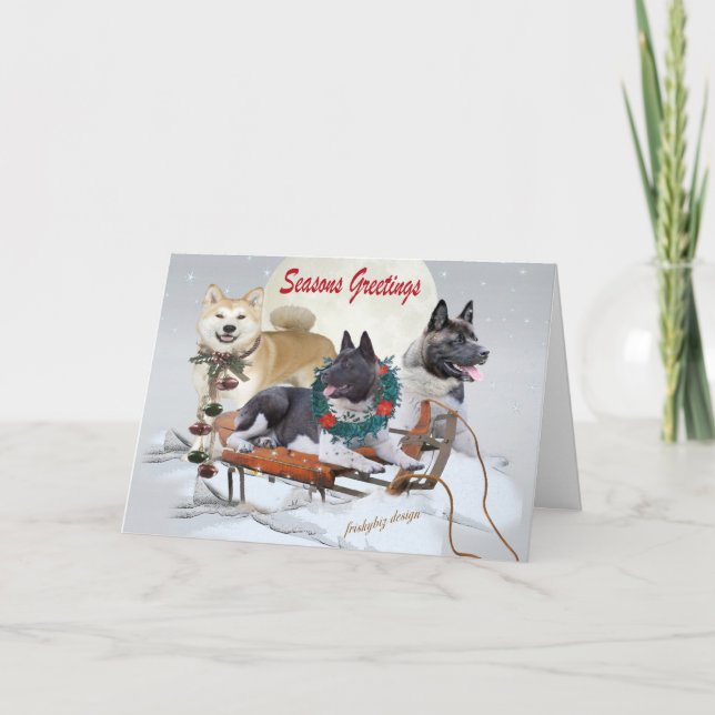 Cartão De Festividades Akita Season Greetings Cards (Frente)