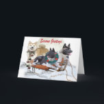 Cartão De Festividades Akita Season Greetings Cards<br><div class="desc">Three beautiful Akita's in winter scene with Season Greetings for the Christmas holidays is a colorful Greeting card by Friskybizpet Designs..</div>