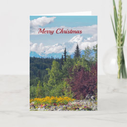 Cartão De Festividades Alaska Denali Landscape Floral Photo Christmas