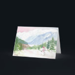 Cartão De Festividades Alaska Mountains Snowman Christmas Card<br><div class="desc">Greeting Card Christmas Alaska winter scene snowman,  mountains. Original watercolor</div>