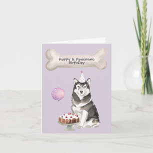 Cartão De Festividades Alaskan Malamute Birthday
