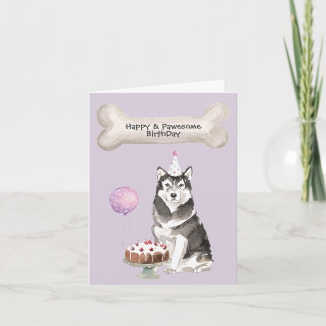 Cartão De Festividades Alaskan Malamute Birthday (Frente)