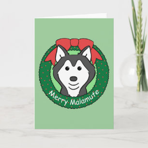 Cartão De Festividades Alaskan Malamute Christmas