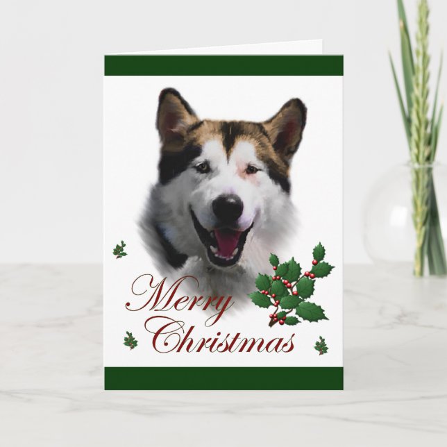 Cartão De Festividades Alaskan Malamute Christmas (Frente)
