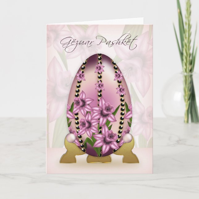 Cartão De Festividades Albanian Easter Card With Decorated Egg (Frente)