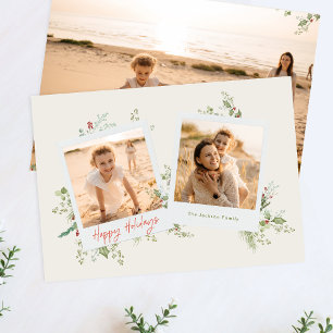 Cartão De Festividades Álbum de Fotos de Natal Botânico Festivo Elegante