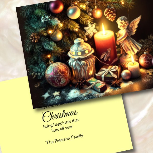 Cartão De Festividades Alcalço Desenhando Vela de Árvore de Natal (Criador carregado)