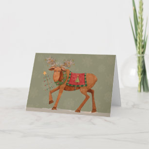 Cartão De Festividades Alce com árvore - placa de saudação