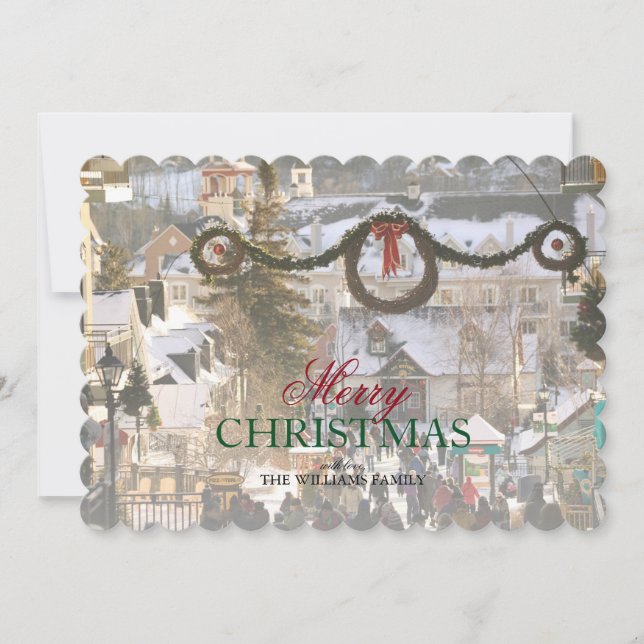 Cartão De Festividades Aldeia de Esqui no Natal, no Quebec (Frente)