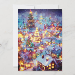 Cartão De Festividades aldeia de Natal com neve orçamento Natal