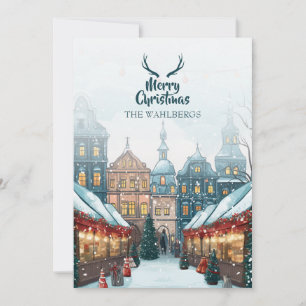 Cartão De Festividades aldeia de Natal de inverno