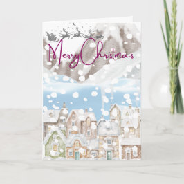 Cartão De Festividades Aldeia de Natal nas Montanhas