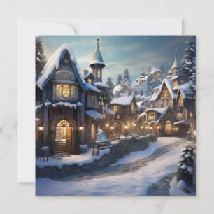 Cartão De Festividades Aldeia Fantasy Winter