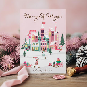 Cartão De Festividades Aldeia Rosa Santa Claus do Polo Norte