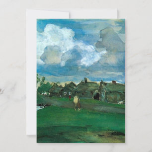Cartão De Festividades Aldeia Russa Valentin Serov