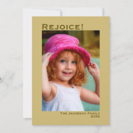 Cartão De Festividades Alegra-te! Natal Dourado minimalista