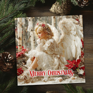 Cartão De Festividades Alegre angelical anjo vermelho dourado festivo bri