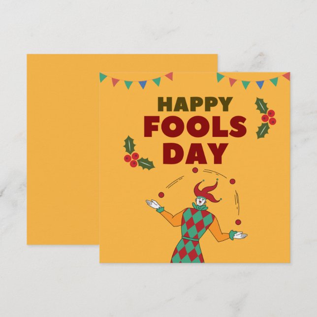 Cartão De Festividades Alegre Cerâmica de Malabarista Vermelho e Verde  (Frente/Verso)