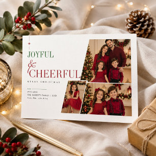 Cartão De Festividades Alegre e Alegre Fotografia de Natal da Família em