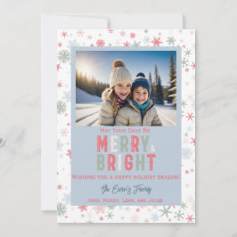 Cartão De Festividades "Alegre e Brilhante" Floco de Neve Foto Personaliz
