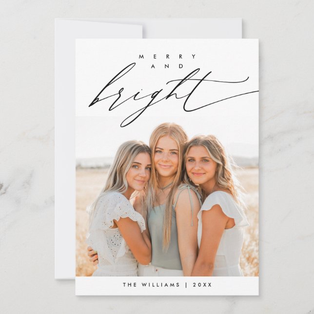 Cartão De Festividades Alegre e Brilhante, Foto de Família de Natal Sobre (Frente)