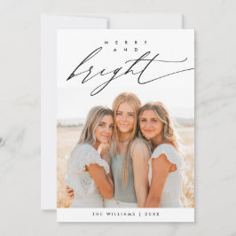 Cartão De Festividades Alegre e Brilhante, Foto de Natal da Família Sobre