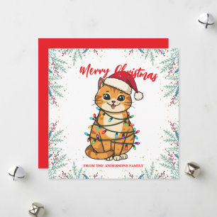 Cartão De Festividades Alegre e Brilhante gato Natal gatinho neve inverno