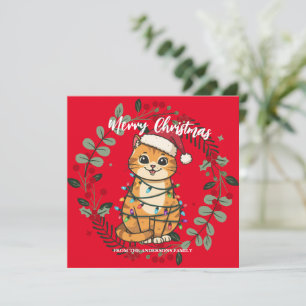 Cartão De Festividades Alegre e Brilhante gato Natal gatinho neve inverno